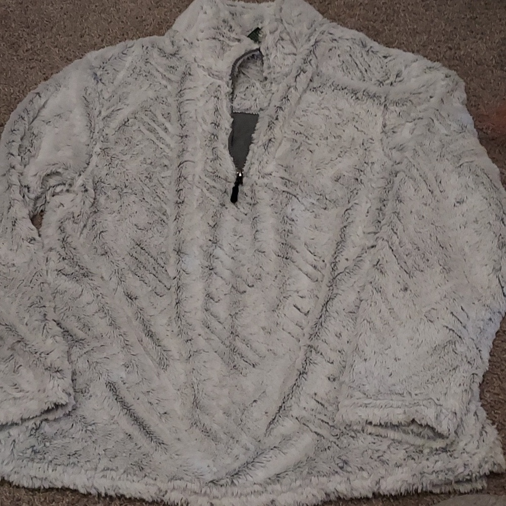 4/$18 Faux fur western polar half zip pullover